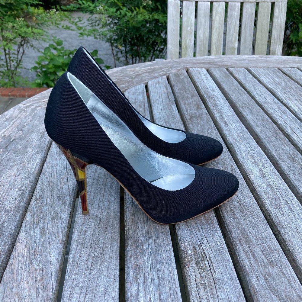 GIUSEPPE ZANOTTI Black Grosgrain Pumps with Multicolored Heels Size 36.5 - Picture 13 of 14